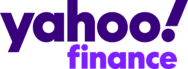 Yahoo Finance logo with purple text on white background.